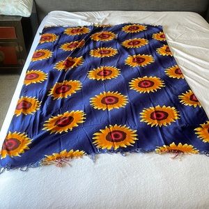 Beach coverup sarong. Brand Banana Split, OS, blue w/ gold & red sunflowers.